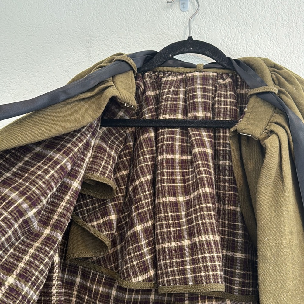 Adam Lippes Olive Green Cape with Black Tie - Picture 7 of 7
